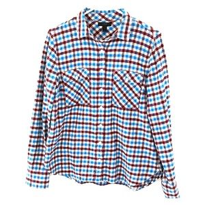 J. Crew Plaid Button Down EUC Blue Red 💯 Cotton